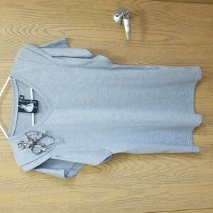 Twelve By Twelve 80s Style Tunic Top with Shoulder Pads and Removable Brooch